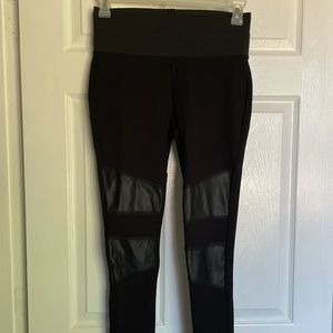 Leather accent leggings